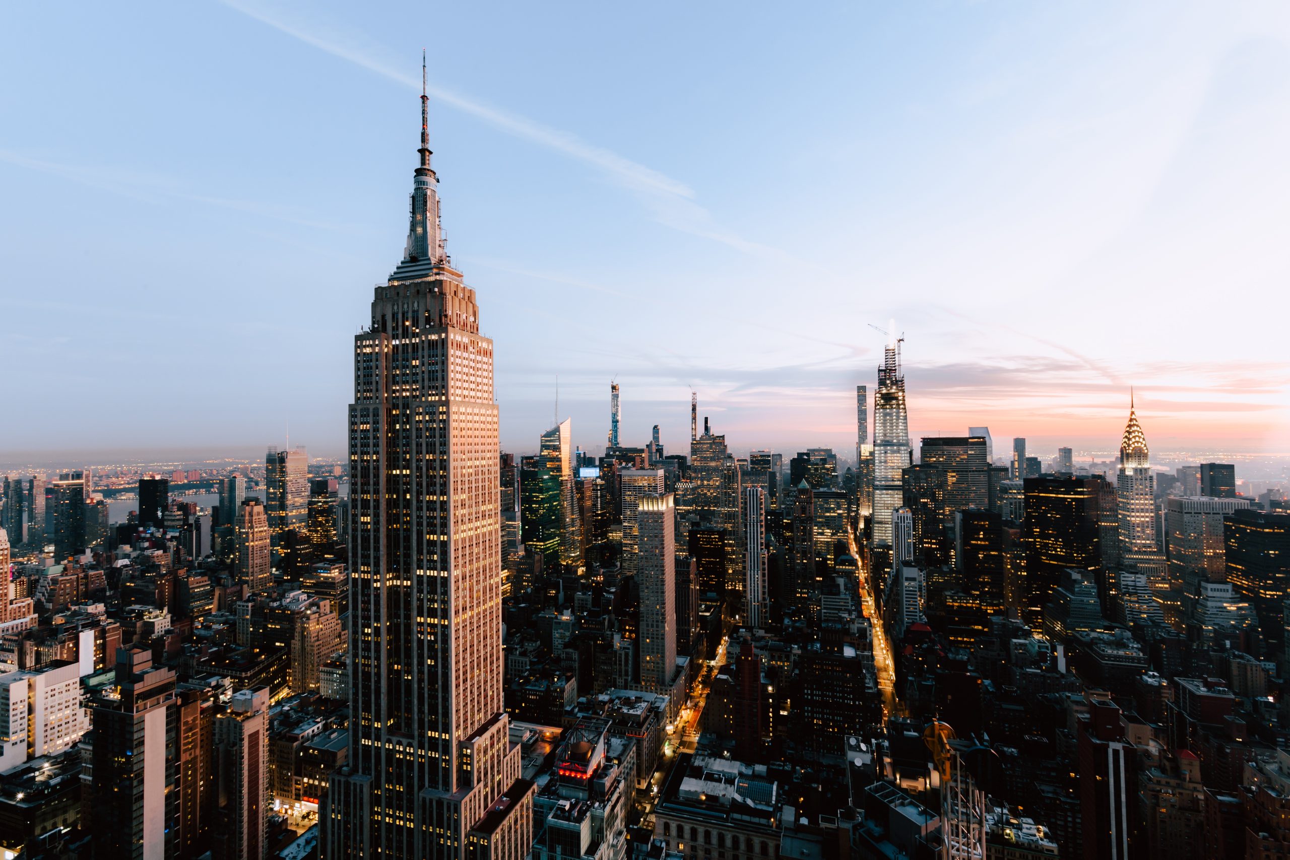 A beautiful view of the Empire States and skyscrapers in New York City, United States